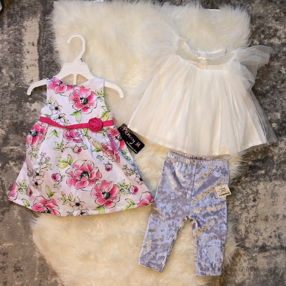 Baby girl LOT dress and outfit set 6 months